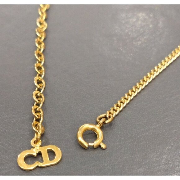 Authentic Christian Dior Vintage Rhinestone Crystal Round Necklace Gold Plated - Picture 10 of 11